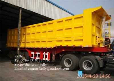 China End dump semi trailer / Gooseneck rear side tipping trailer truck for sale