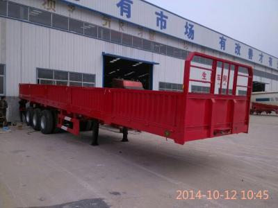 China Cargo Side Wall Trailer With Fence , Tri - Axle Stake Dropside Semi Trailer for sale