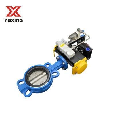 China Cast Iron General Double Acting Wafer Butterfly Valve With Pneumatic Actuator for sale