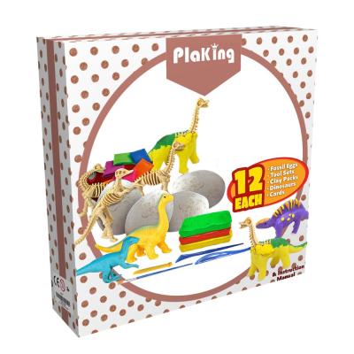 China 12 Dino Egg Dig Kit and Clay - 12 Dinosaur Fossil Eggs and Discover 12 Dinosaurs, 12 Clay Kits Set, 12 Dino Figures Skeletons BQ20220 for sale