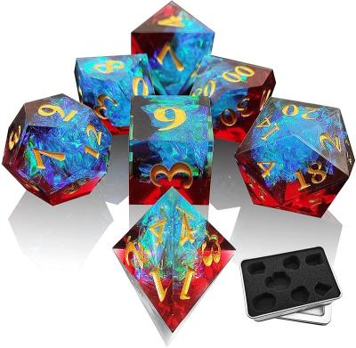 China DND games like dice set astrological necklace set glow in the dark crystal dnd dice flash fluffy RPG dice set for sale