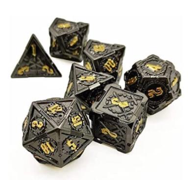 China DND Dragon Games Dice Wooden Tower 12 Inch Square Foam 16mm Solid Dice and Dungeon Cavity Metal Dnd Loaded Custom RPG Dice Set for sale