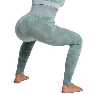 China Breathable Fitness Yoga Use Seamless Camouflage High Waist Yoga Gaiters Exercise Running Pants for sale