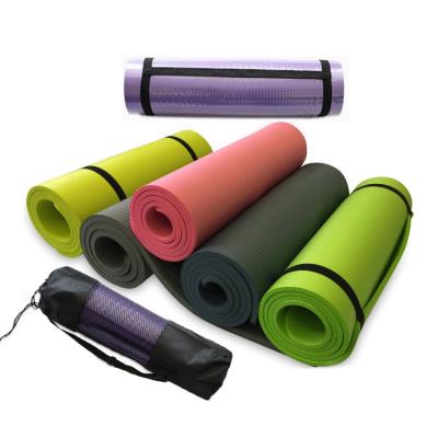 China Custom eco-friendly Gym.Yoga.Sport thick protection nbr 10mm yoga mat women pilates travel foldable nbr yoga mat with strap and mesh bag for sale