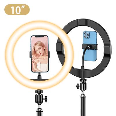 China Mini Hot Sales 10Inch Led Ring Light Dimmable Circular Table Light Stand Ring Light With Stretchable Tripod For Selfie Youtube Makeup for sale