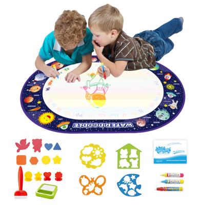 China Hot Selling Space Plastic Aqua Water Theme Doodle Magic Educational Oval Mat With Pen Amazon Plastic Kids Star Large for sale