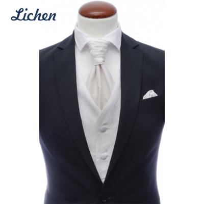 China 100% Handmade Pure White Color Men Wedding Headscarf With Individual Bow Tie Handkerchief Vest Suite Fashion Collection Sets for sale