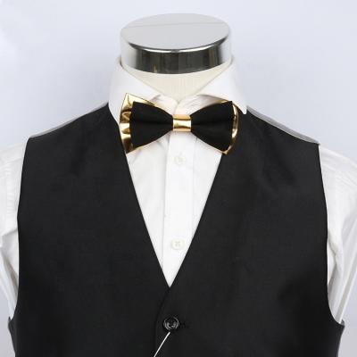 China Luxury Gold PU Leather With Colorful Suede Fabric Bow Tie for sale