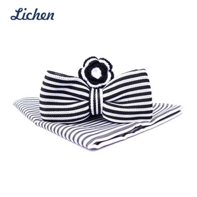 China Wholesale Jacquard Stripe Knit Bow Tie For Mens Shirts With Bow Tie Kids Shirts for sale