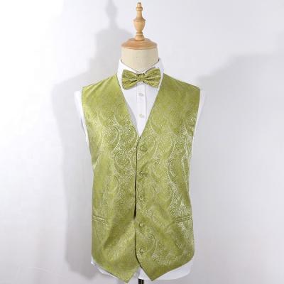 China American Green Plus Size Paisley Sleeveless Jacket For Men To Keep Boywarmer Passionate With Bow Tie Set for sale