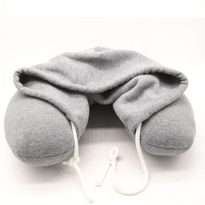 China Polyester+polystyrene pellets polyester promotion travel pillow with hood for sale