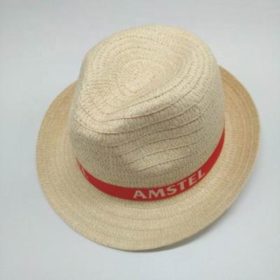 China Outdoor Promotion Paper Straw Hat With Customized Logo On Strap for sale