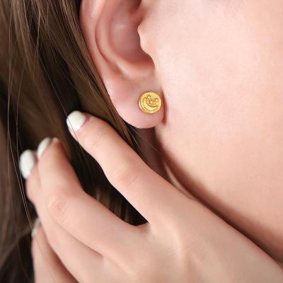 China Other New Fashion Jewelry Embossed Stars And Moon Earrings Stainless Steel 18K Gold Plated Stud Earrings For Women for sale