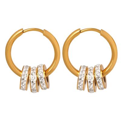 China The other exquisite upper sense of new fashion jewelry with small diamond circle earrings stainless steel 18k gold plated earrings women for sale