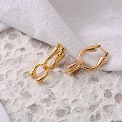 China New Fashion TRENDY Custom Hot Selling Earrings Double Ring Cross Hoop Earrings For Women for sale