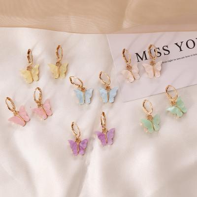 China TRENDY Crystal Butterfly Pendant Earrings Women Gold Butterfly Earrings Fashion Jewelry Accessories Gifts Personality for sale