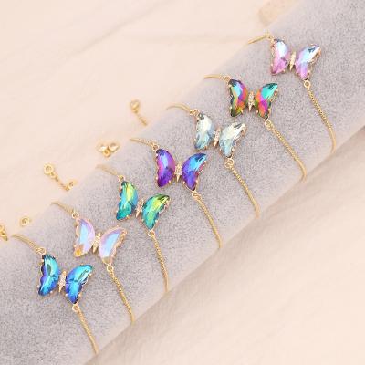 China FASHIONABLE Luxury Butterfly Bracelet Fashion Jewelry Multicolor Zircon 18k Gold Butterfly Bracelet for sale