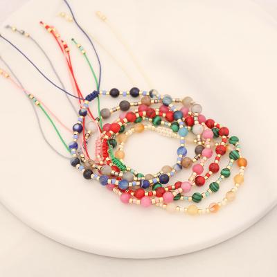 China FASHIONABLE Natural Stone Bracelet Boho Rice Bead Charm Handmade Weaving Natural Stone Bracelet Beaded Jewelry for sale