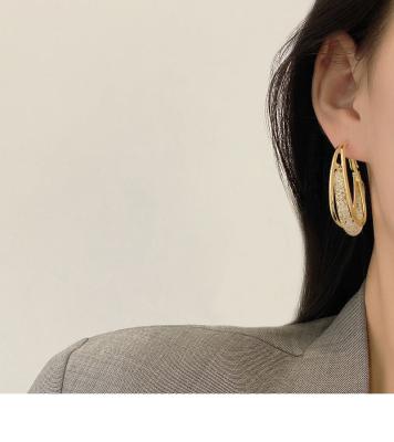 China FASHIONABLE Hot Sales Exaggerated Zircon Hoop Earrings Circle Big 925 Silver Needle Earrings For Women for sale