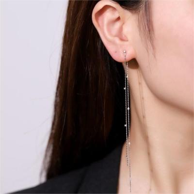 China Hot Sales New Trendy Fashion Earrings Long Tassel Chain Earrings 925 Silver Needle Earrings For Women for sale