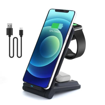 China New Coming 2021 Mobile Phone 15W Fast Watch Wireless Charger 3 in 1 Wireless Charging Dock for Apple Airpods pro for sale