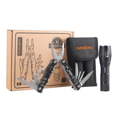 China 3 In 1 Gift Outdoor Multi Tool Kit Pliers Camping Tools With Flashlight for sale