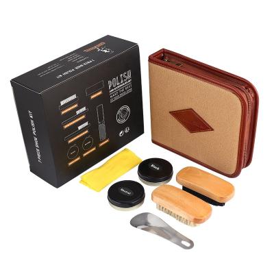 China 6 in 1 2019 New Arrivals Portable Shoe Shine Travel Kits Care Cleaning Kit for sale