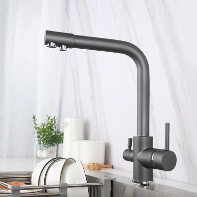 China Thermostatic Faucets Hose Purifier Black Hot And Cold Water Kitchen Sink Faucet Single Sink Handle 3 In 1 Kitchen Faucet for sale