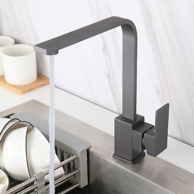 China Black Thermostatic Kitchen Sink Faucets Hot And Cold Water Faucet Copper Kitchen Faucet Square for sale