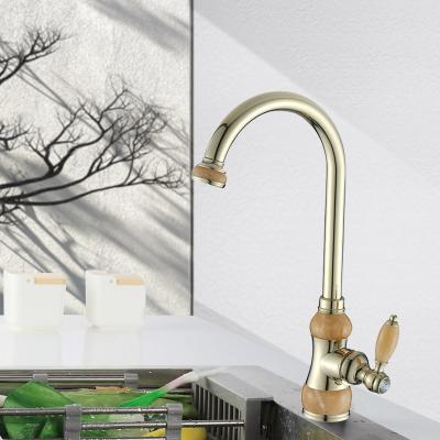 China 2021 Thermostatic Faucets New Luxury Design Lower Jade Gold Kitchen Faucet Tap for sale