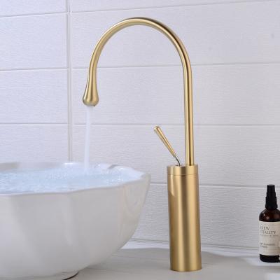 China Modern Brushed Thermostatic Faucets Basin Faucets Single Handle 360 ​​Rotation Mixer Tap Water Crane For Bathroom Vessel Sink Faucets Gold for sale