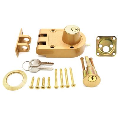 China KEYMAN Jimmy Proof Rim Door Lock with Double Cylinder Double Cylinders on Rim Door Lock Body Double Cylinder J2664 for sale