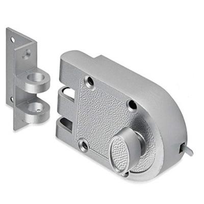 China KEYMAN Jimmy Proof Locks Cast Rim Cheap Exterior Mounted Door Lock J2661 Single Cylinder Silver for sale