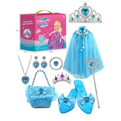 China Other New Princess Game Home Ornament Toy Magic Stick Crown Crystal Shoes Necklace Dress Up&Take Set For Girls for sale