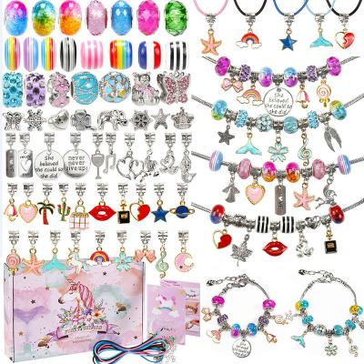 China Glass / Chandelier Colorful Most Popular Cute Pink Purple Blue Colorful Crafts Box Creative DIY Bracelet Making Set Toy For Girls for sale