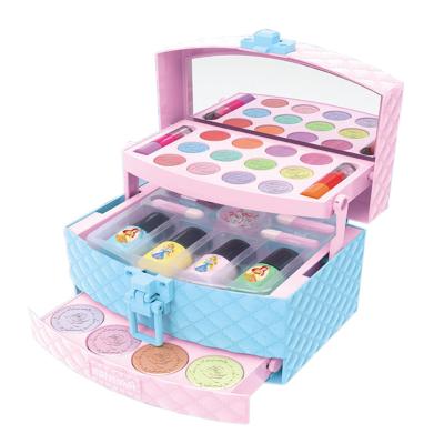 China Hot Washable Kids Makeup Tool Kit Play Set with Lipstick Blush Eyeshadow Nail Polish Cosmetic Applicator for Princess Girl for sale