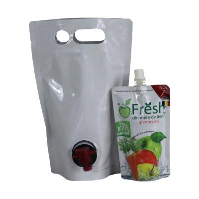 China 1L 2L 3L 5L 10L special shape plastic packaging moisture proof bag for juice soft drink and fruit juice stand up pouch bag in box with valve for sale