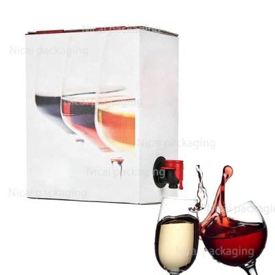 China Beverage Bib Bag In Box Food Grade Aluminum Foil Portable Spout Shape Wine Packaging Bag With Red Tap For Fruit Juice/Oil for sale