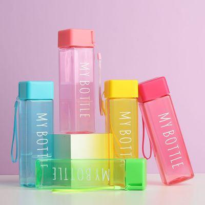 China Wholesale Portable Leakproof Transparent Square Stocked Bottle Juice Outdoor Sport Travel Camping Bottle Frosted Plastic Water Bottle for sale