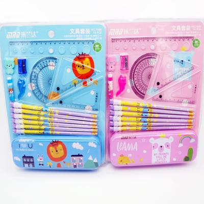 China Gift Stationery Pencil Set Ruler 15 Pieces Set Children's Stationery Gift Set Student Learning Gift Supplies for sale