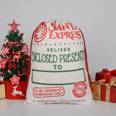 China Extra Large Eco-Friendly Cotton Santa Bag With Drawstring Tie Closure Santa Sack For Christmas Gifts Stocking Stuffers Gifts for sale