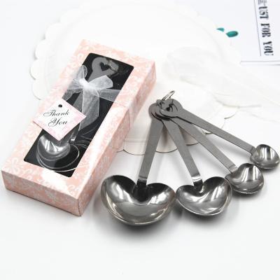 China Barber Shop Wholesale Gift Packaging Stainless Steel Love Shape Measure Spoon Heart Shaped Dosers for sale