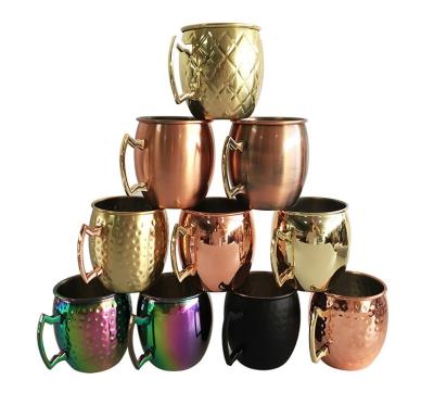 China Moscow Mule Copper Mug Stainless Steel Sustainable Copper Plated Cup Beer Drinking Mug With Handle for sale