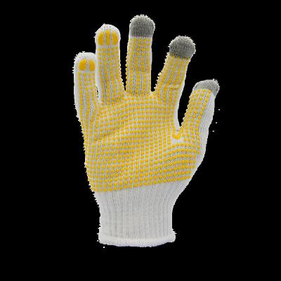 China BLEACH SINGLE LAYER WRIST dot rubber palm coated 100% cotton fabric touch screen gloves for single layer bleach wrist construction for sale