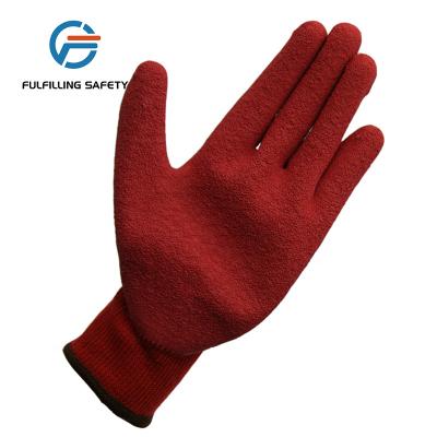 China Water Proof Top Selling Red Color Malaysia Custom Foam Print Latex Coated Gloves for sale