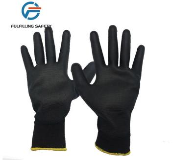 China High quality comfortable fit superior dexterity black serino dipping work machine material PU coated gloves for sale