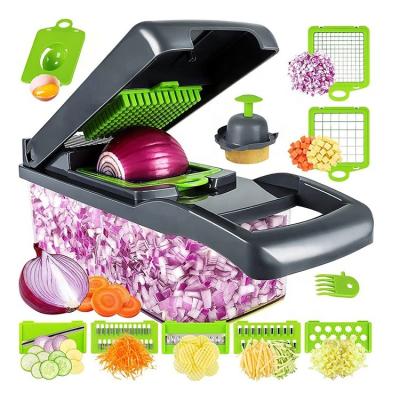 China Viable Success Kitchen Accessories 12 in 1 Food Cutter Veggie Onion Chopper Mandoline Slicer Multifunctional Vegetable Cutter for sale