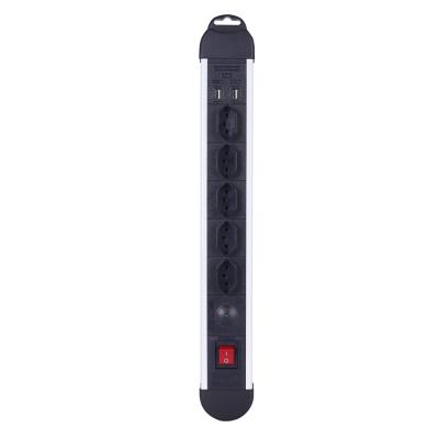 China Convenient security BR standard 5 outlets power strip black mountabl usb surge protector power strip for sale