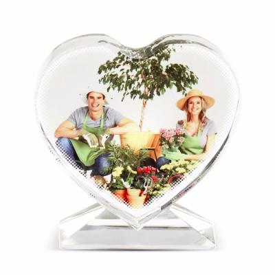 China Eco-friendly Durable Sublimation Heart Shape Love Crystal Crystal Photo Frames Sublimation Heat Transfer Press Machine for sale