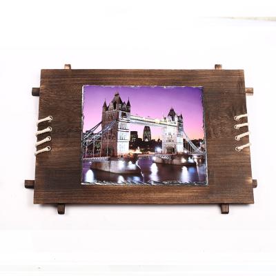 China Sublimation Heat Transfer Rock Slate Photo Antique Imitation Natural Empty Stone Frame With Low Price for sale